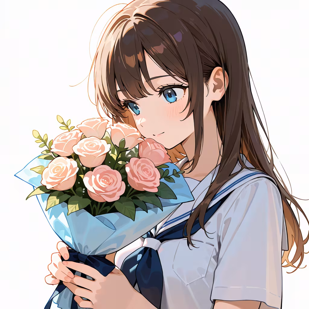 花束を持つの作例