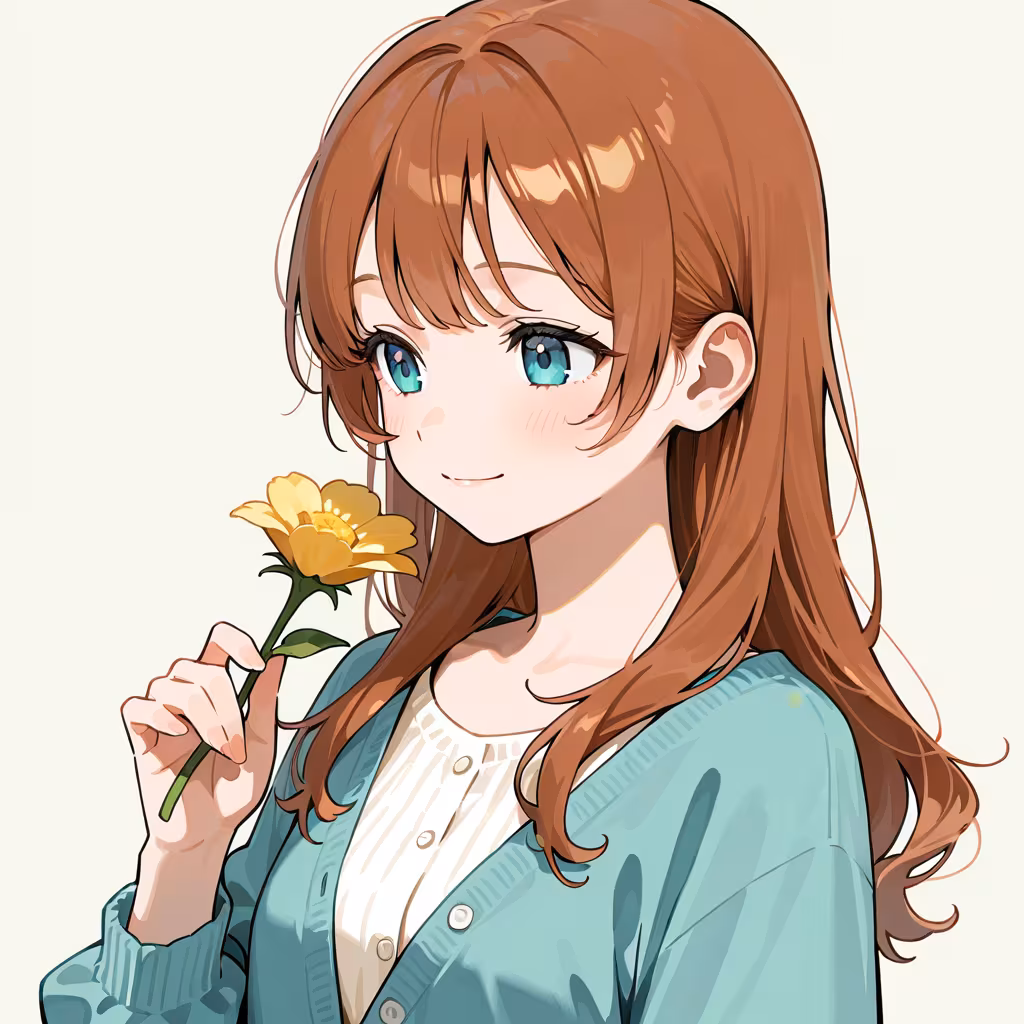 花を持つの作例
