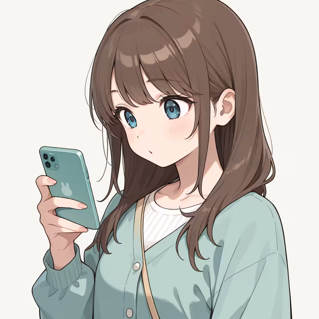 携帯電話を持つの作例