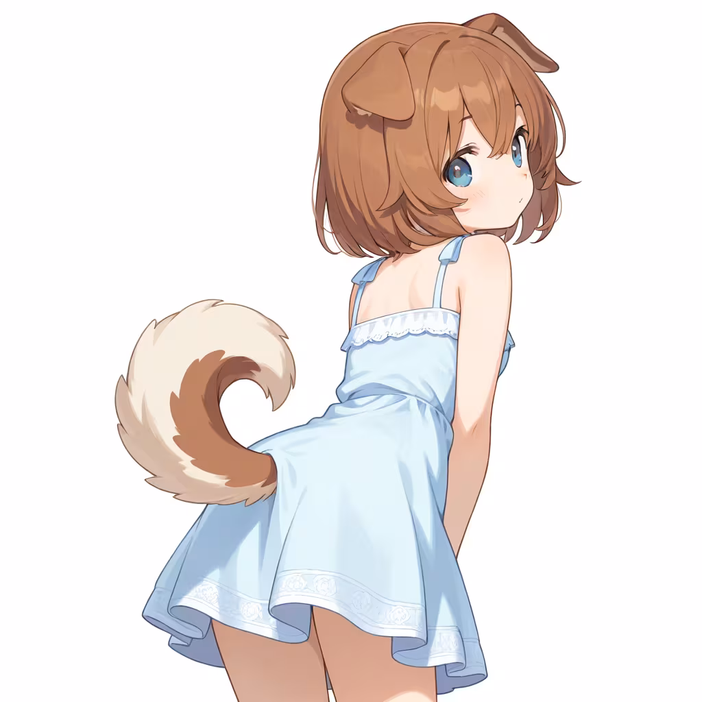 犬の尻尾の作例