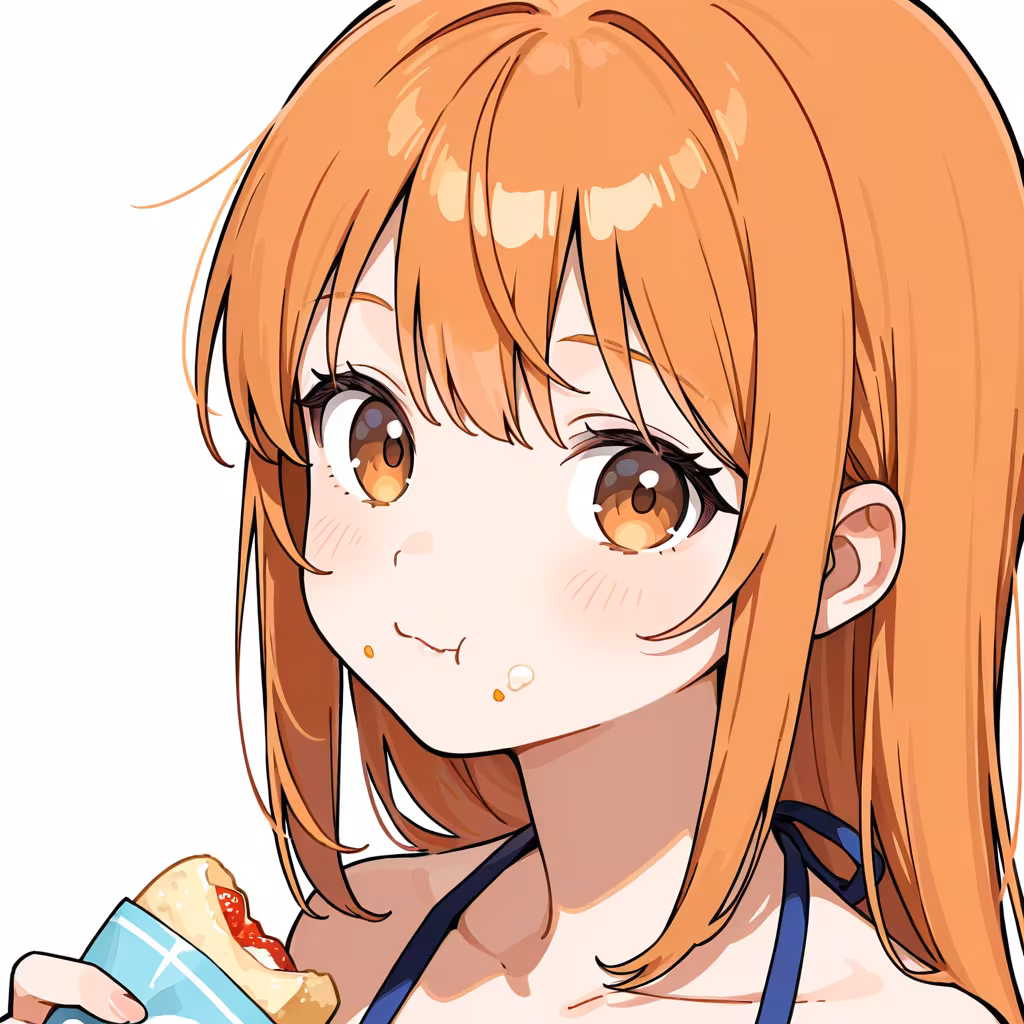 顔に食べ物の作例