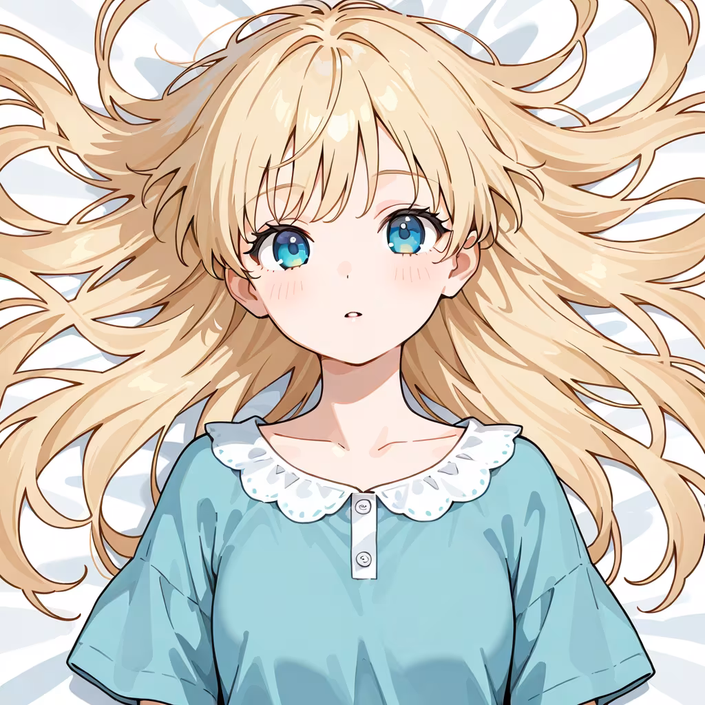 広がった髪の作例