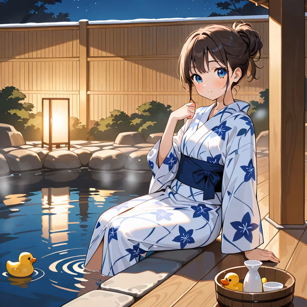 温泉の作例