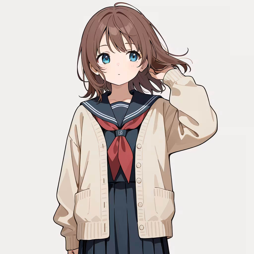 開いたカーディガンの作例
