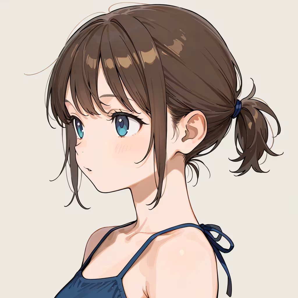 短いポニーテールの作例