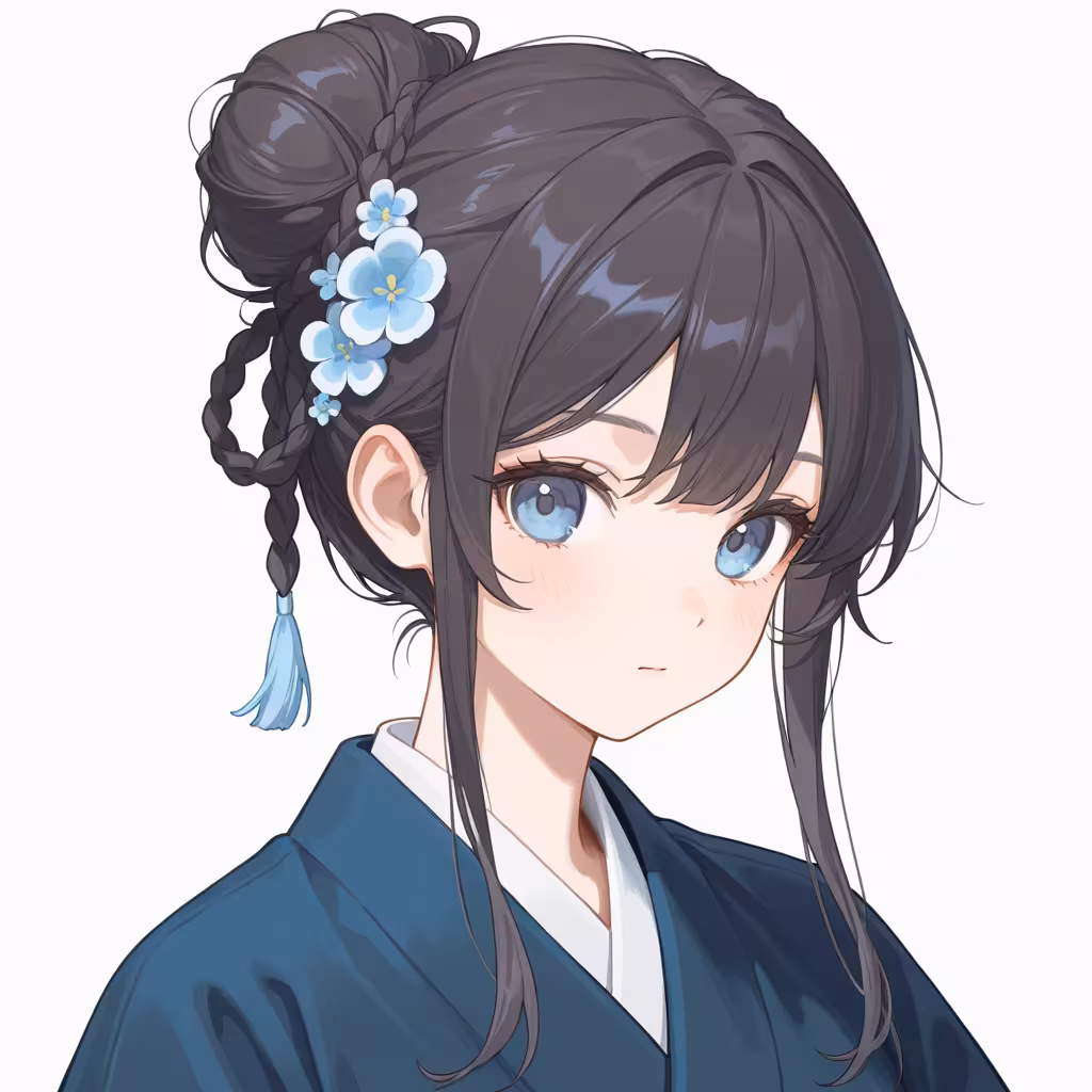 根元に三つ編みの作例