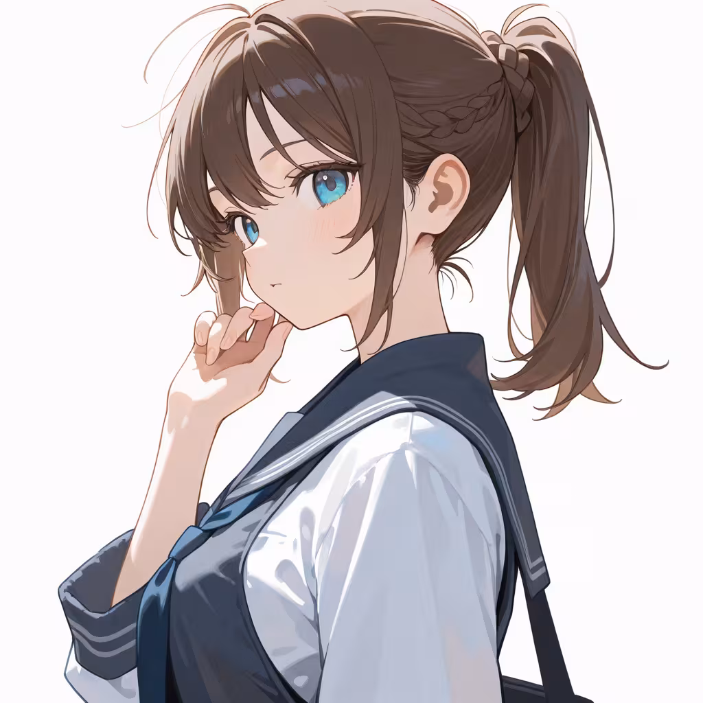 根元三つ編みポニーテールの作例