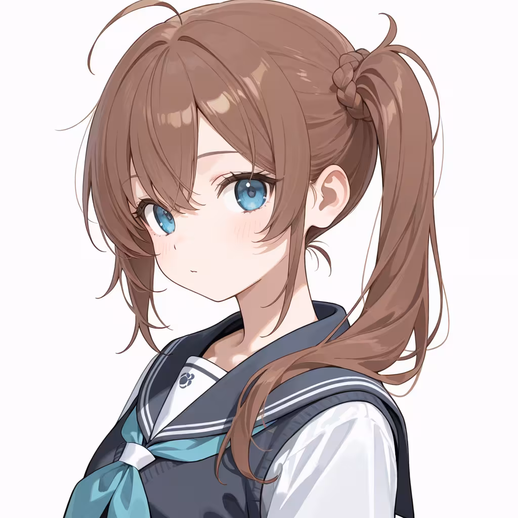 根元三つ編みサイドテールの作例