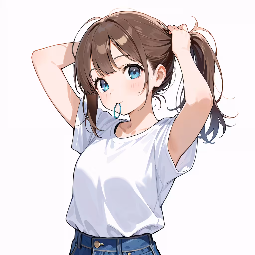 髪を結ぶの作例