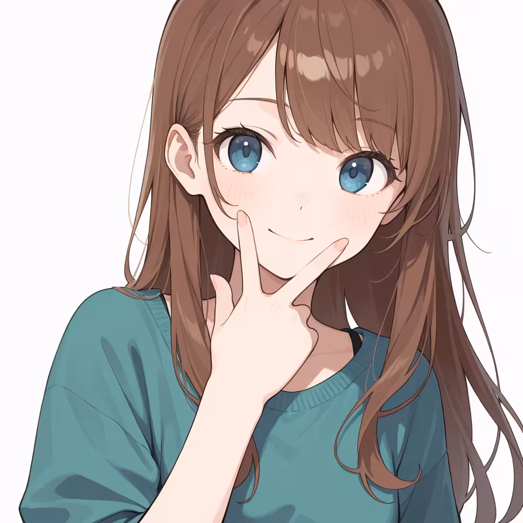 口の上でWサインの作例