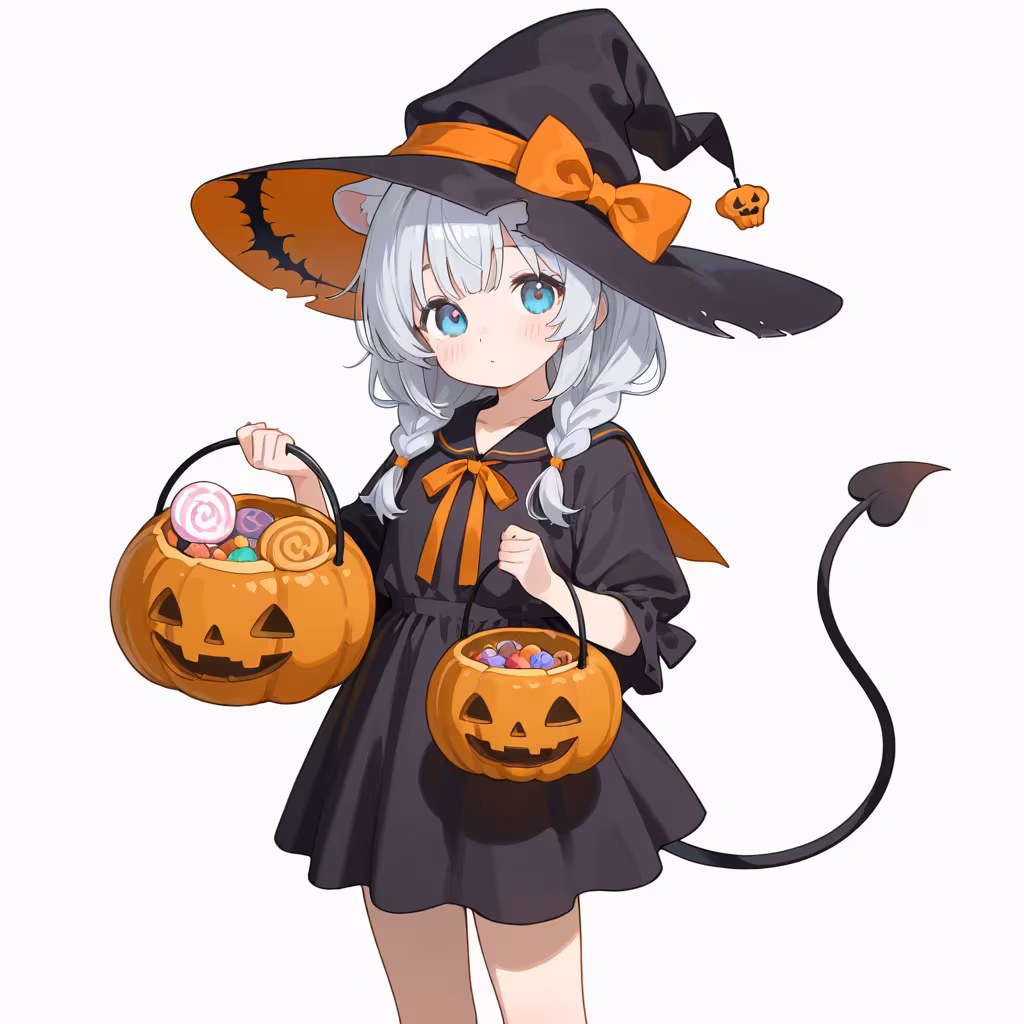 ハロウィンバケツを持つの作例