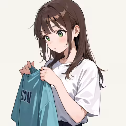 holding unworn clothes