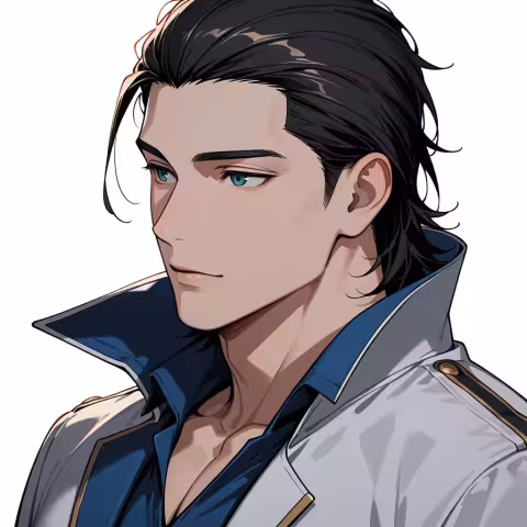 hair slicked back
